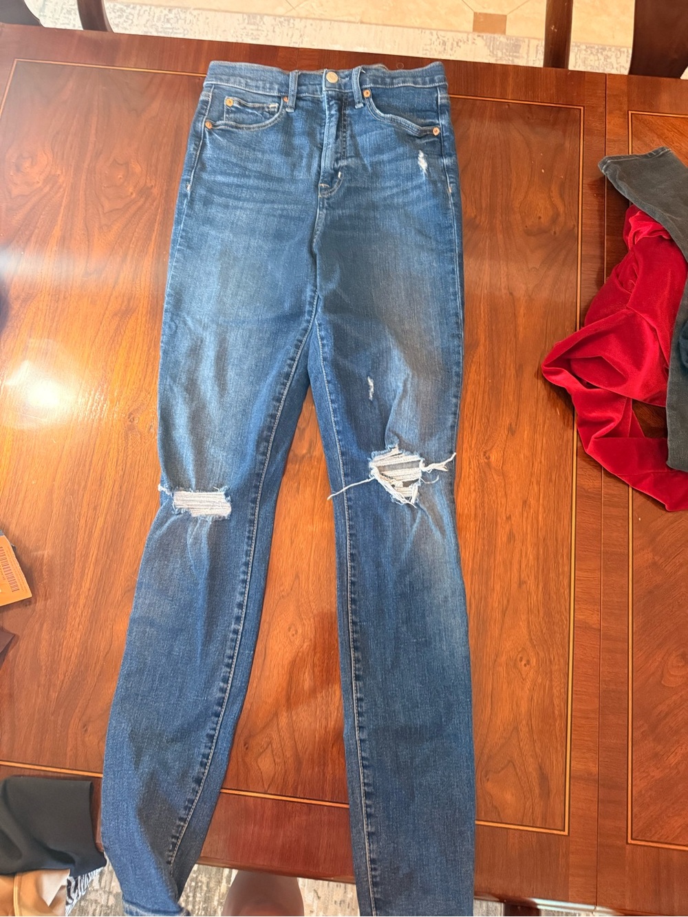 GAP Women's Ripped Dark Blue Skinny Jeans
